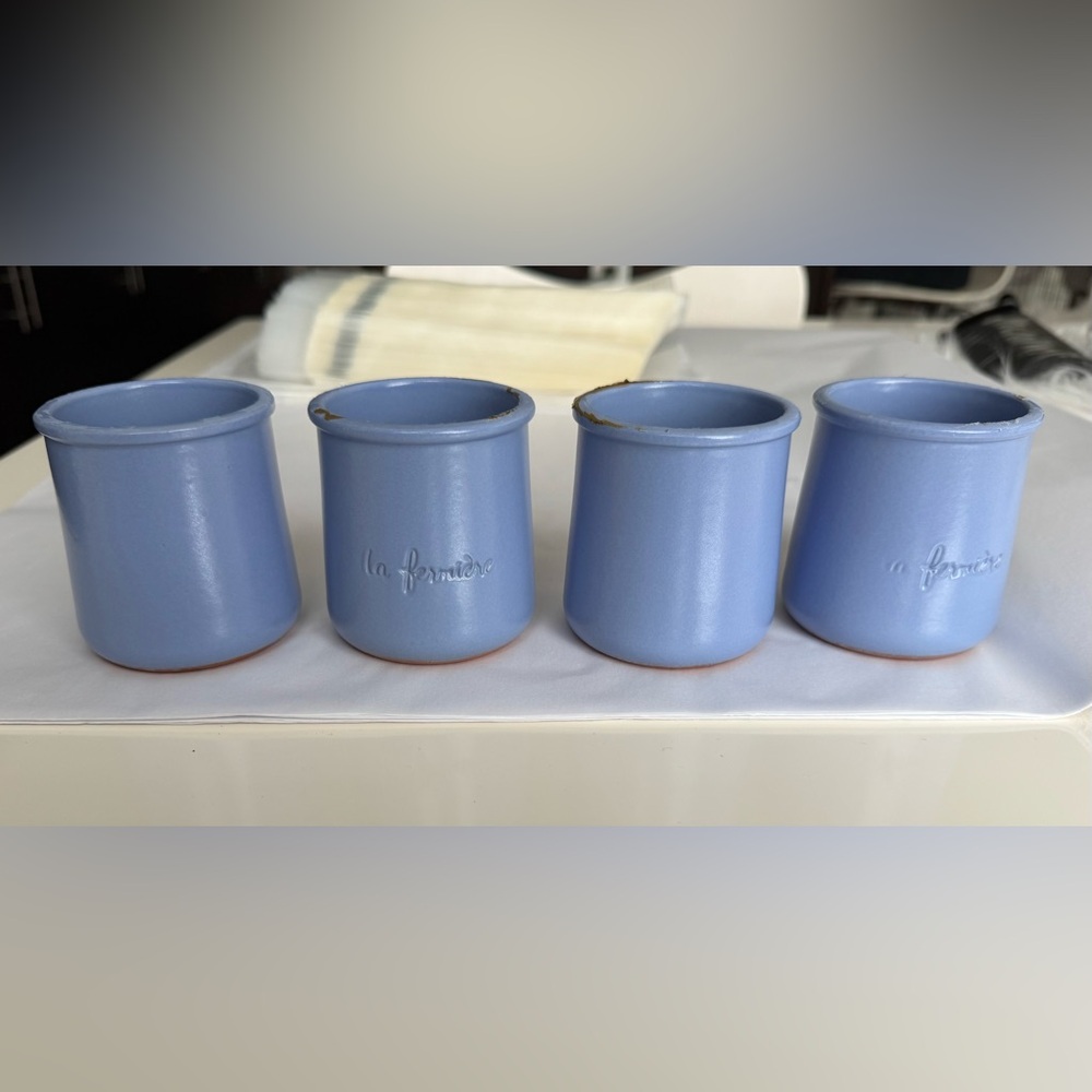 La Fermiere Light Blue Pottery Ceramic Cups Bundle of 4 Empty